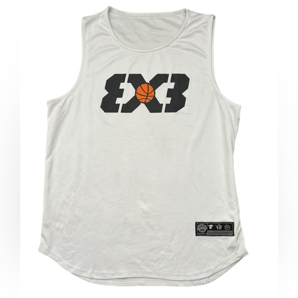 BASKETBALL 3X3 "National Sport" White Sleeveless Jersey in Youth 3XL